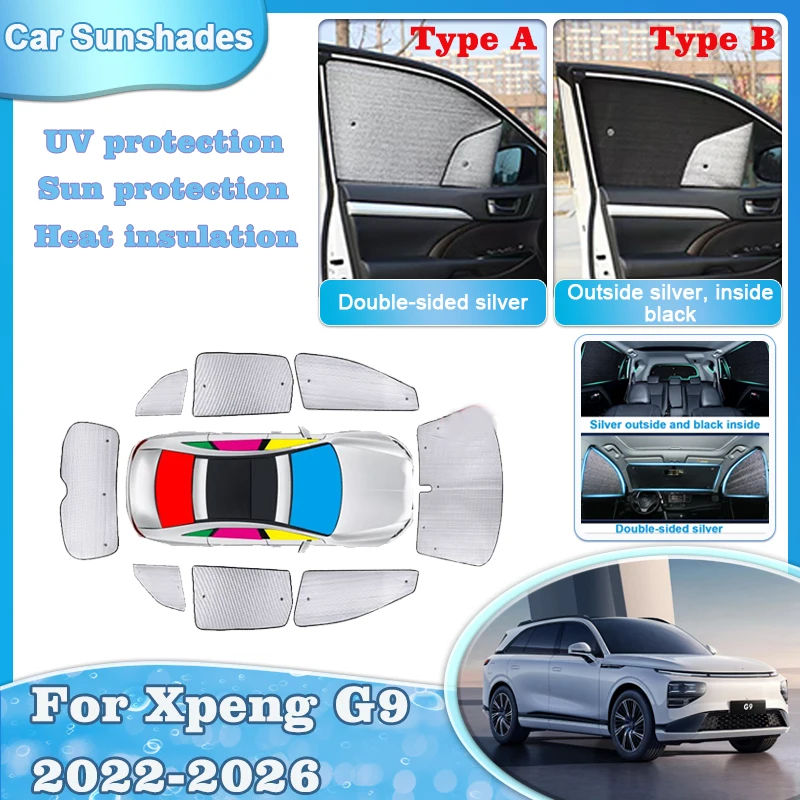 

Автомобильный солнцезащитный козырек для Xpeng G9 2025 Akcesoria 2022 2023 2024 2025 2026 Солнцезащитные козырьки на лобовое стекло, боковые оконные шторы, комплекты кузова