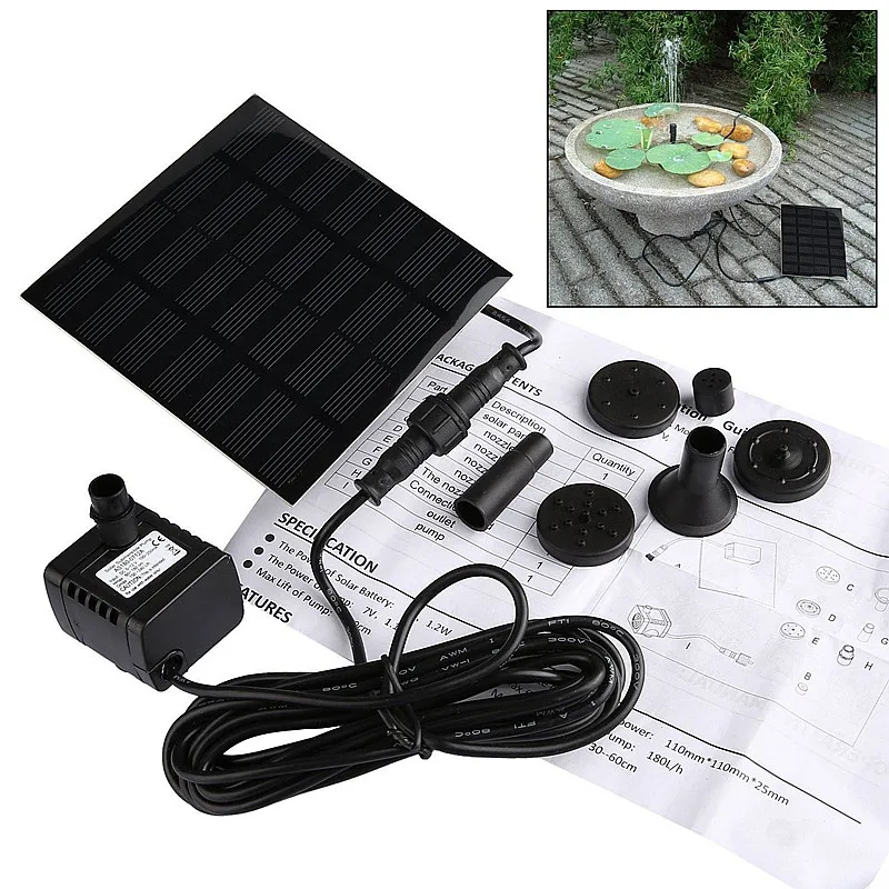 Solar Water Fountain Pool Solar Garden Fountain Pump Waterfall Solar Outdoor Bird Bath Running Solar Powered Floating Decoration