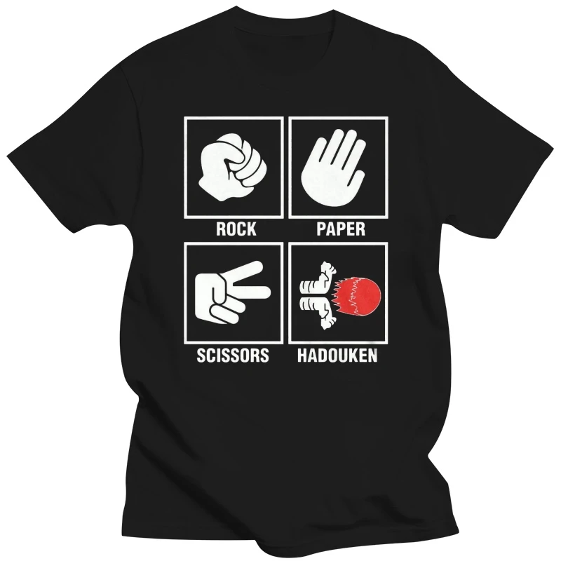 Rock Paper Scissors Hadouken Funny Mens Unisex T-Shirt Stylish Custom Tee Shirt