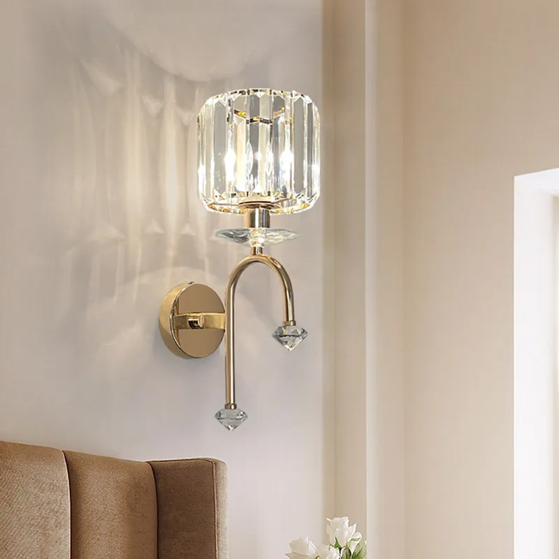 New Luxury Crystal Wall Lamp, Postmodern Simple Creative Bedroom Bedside Lamp, Corridor Hallway Living Room Background Wall Lamp