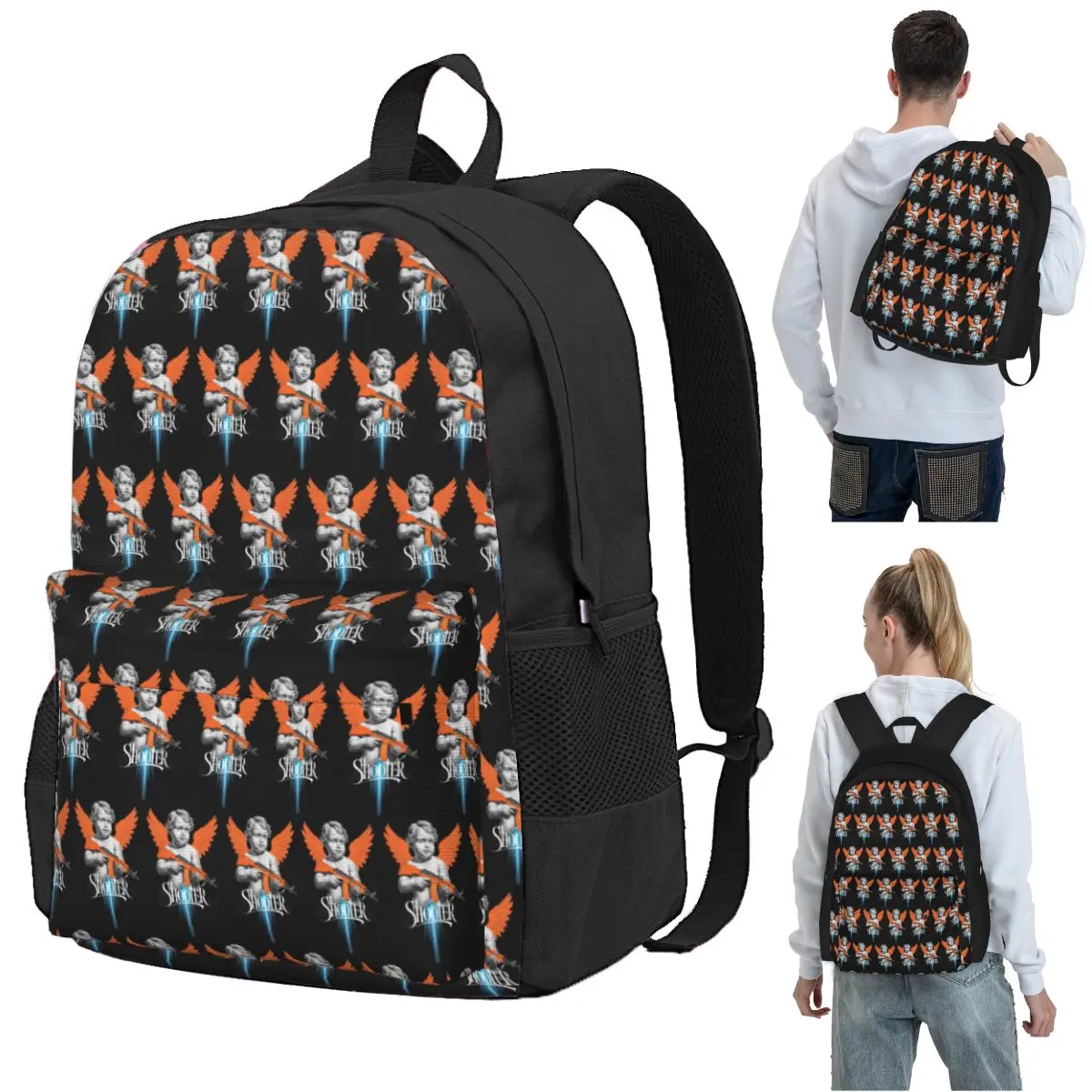 Angel Baby Angels And Airwaves Stick To Your Guns Backpack Student BookBag Kids School Bag Computer Shoulder Bags for Boys Girls