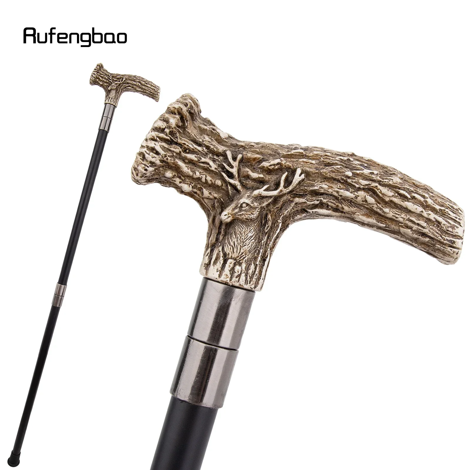 الأبيض الراتنج الغزلان شجرة الجذر رئيس عصا للمشي موضة الزخرفية الصلب عصا شهم أنيقة تأثيري قصب مقبض Crosier 94 سنتيمتر