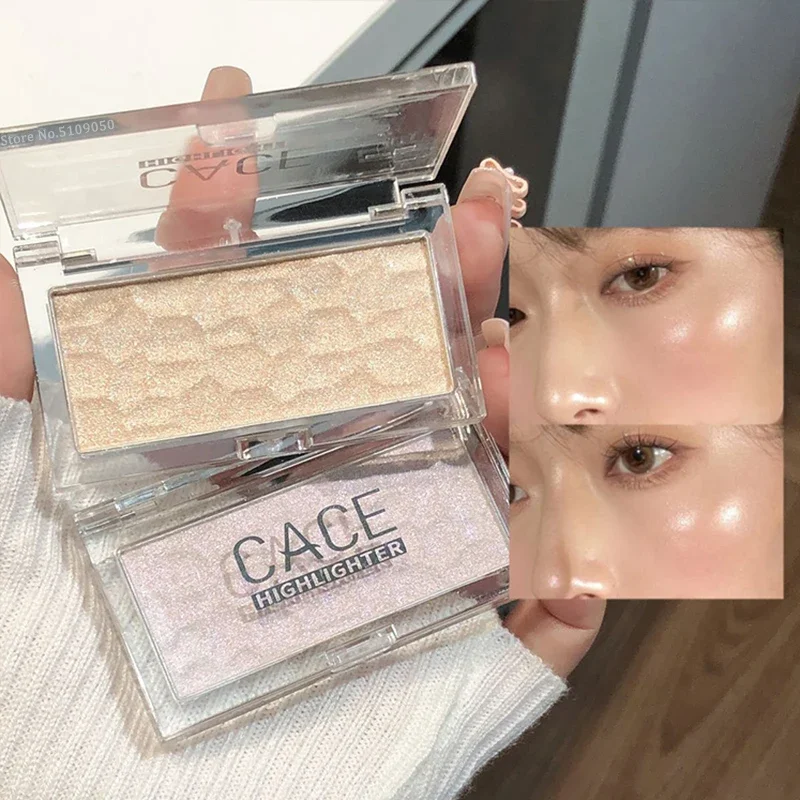 Champagne Gold Wave Highlighter Palette Monochrome Pink Glitter Rouge Powder Natural Three-dimensional Brighten Face Contouring