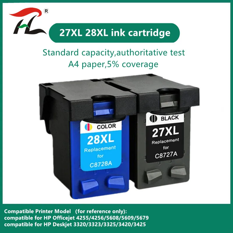 

YLC 27XL 28XL Cartridge Replacement for HP 27 28 hp27 Ink Cartridge hp28 Deskjet 3320 3325 3743 3744 3745 3748 3845 3847 3848