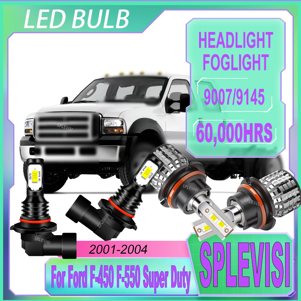 

Premium Quality LED Lighting Combo - Better Value Headlight Headlamp Foglamp For Ford F-450 F-550 Super Duty 2001 2002 2003 2004