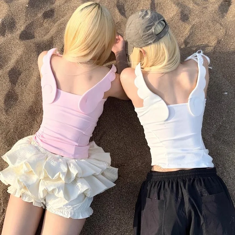 

Новые летние шорты с декором в виде крыльев ангела Pure Desire Wind, облегающие, из ацетатного волокна, Ciwalk, весна 2025, Micro El...