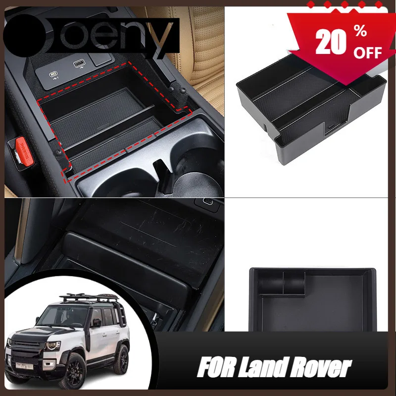 Ajuste para Land Rover Discovery Sport 2024-2025 ABS negro compartimento central para coche bandeja organizador orden reposabrazos caja de almacenamiento accesorios para coche