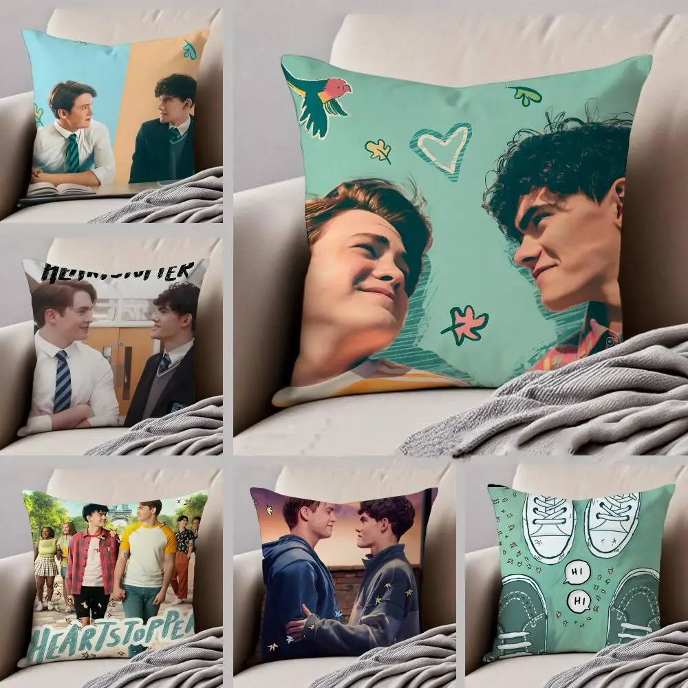 Sweet Comic Heartstopper Cushion Cover Throw Pillow Cover Hidden Button Durable Polyester Chair Cushion