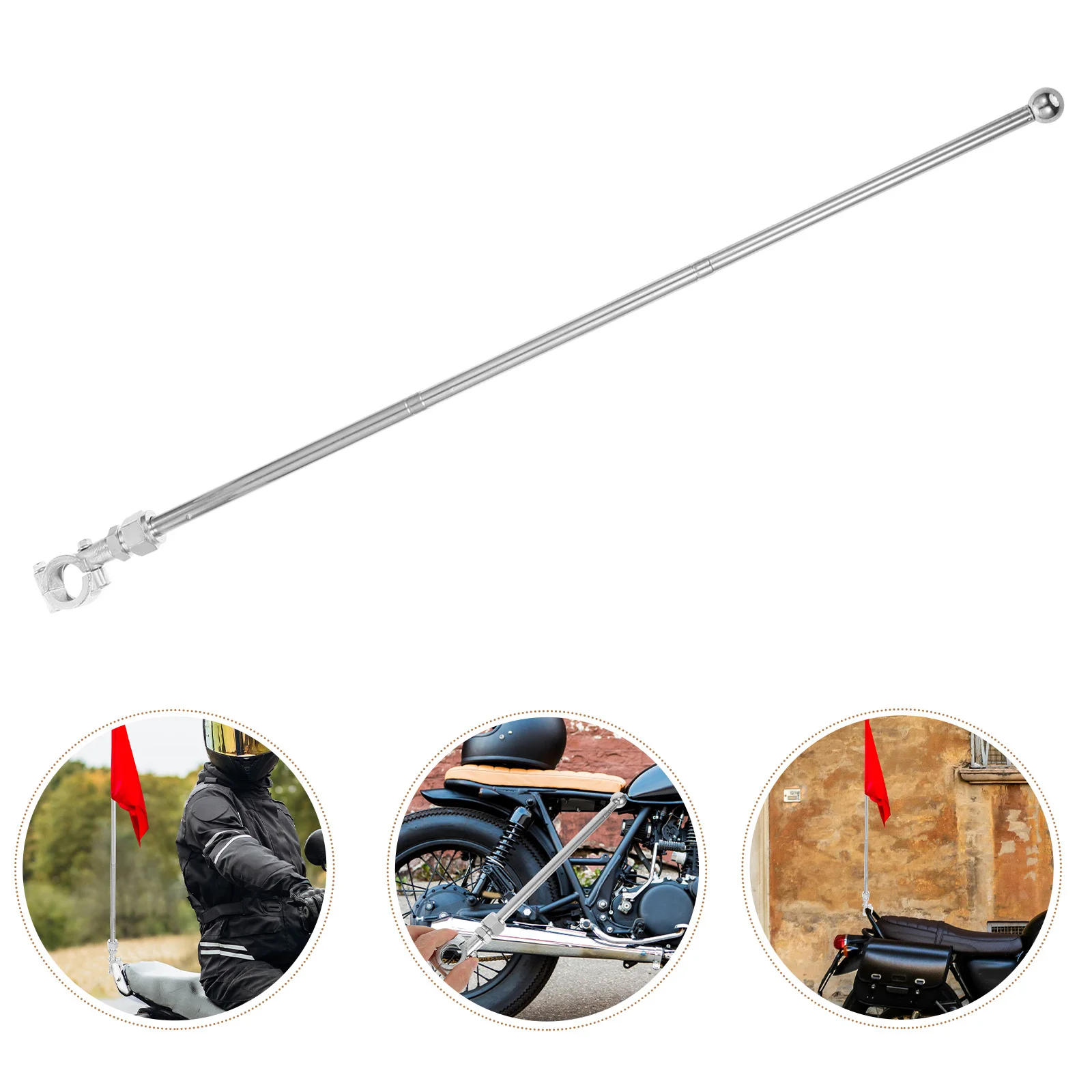 قابل للسحب تلسكوبي سارية علم 0.6 متر الفولاذ المقاوم للصدأ للدراجات النارية سيارة في الهواء الطلق الزخرفية سلامة سارية العلم جبل عالمي