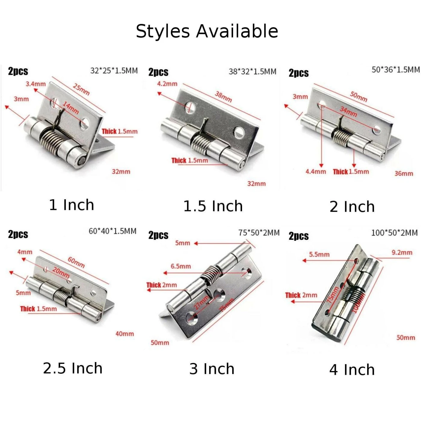 Door Hinges Spring Hinges Parts Practical Replacement Self Closing Spring Stainless Stee Stainless Steel 2x Door image 5