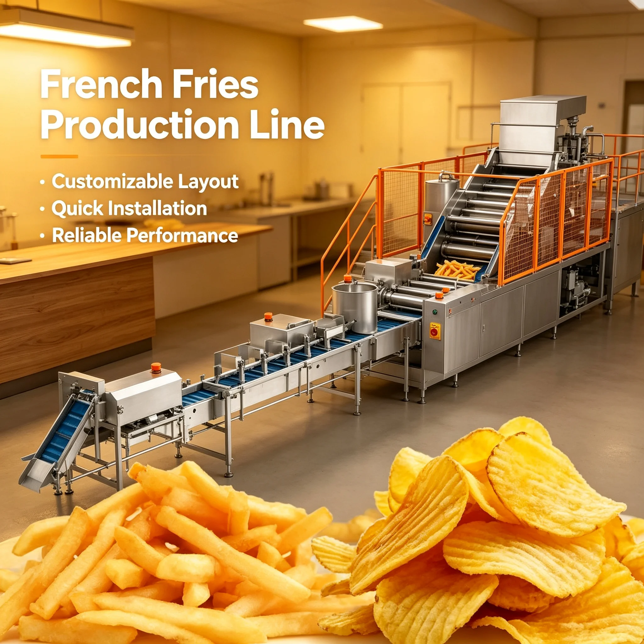 Custom‑Layout Food‑making Machinery, French Fries & Crisps Manufacturing Plant For Individual Production Requirement