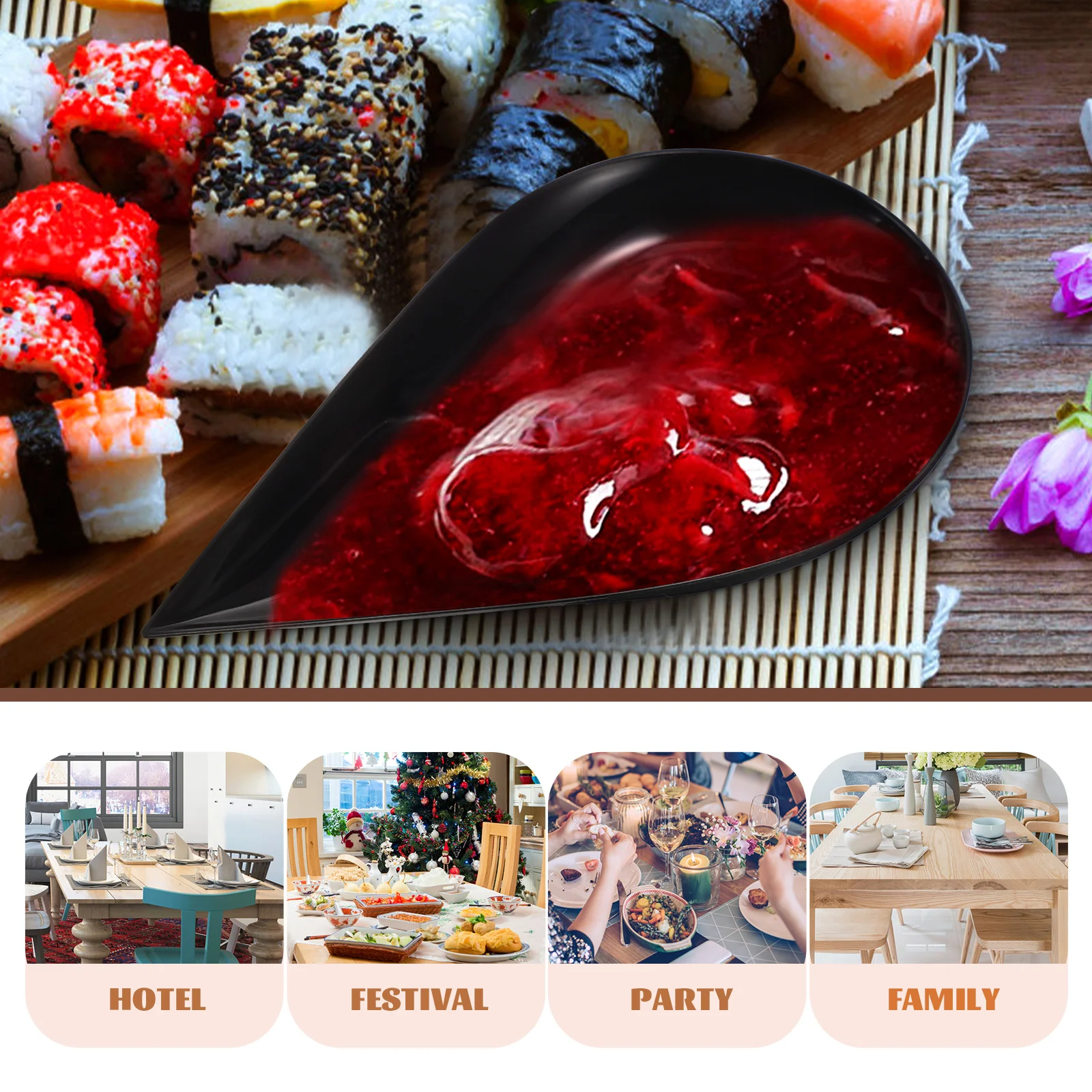 

100pcs Portable Dessert Tasting Spoon Water Drop Appetizer Serving Tray Fruit Candy Display Plate Party Wedding Kitchen Catering