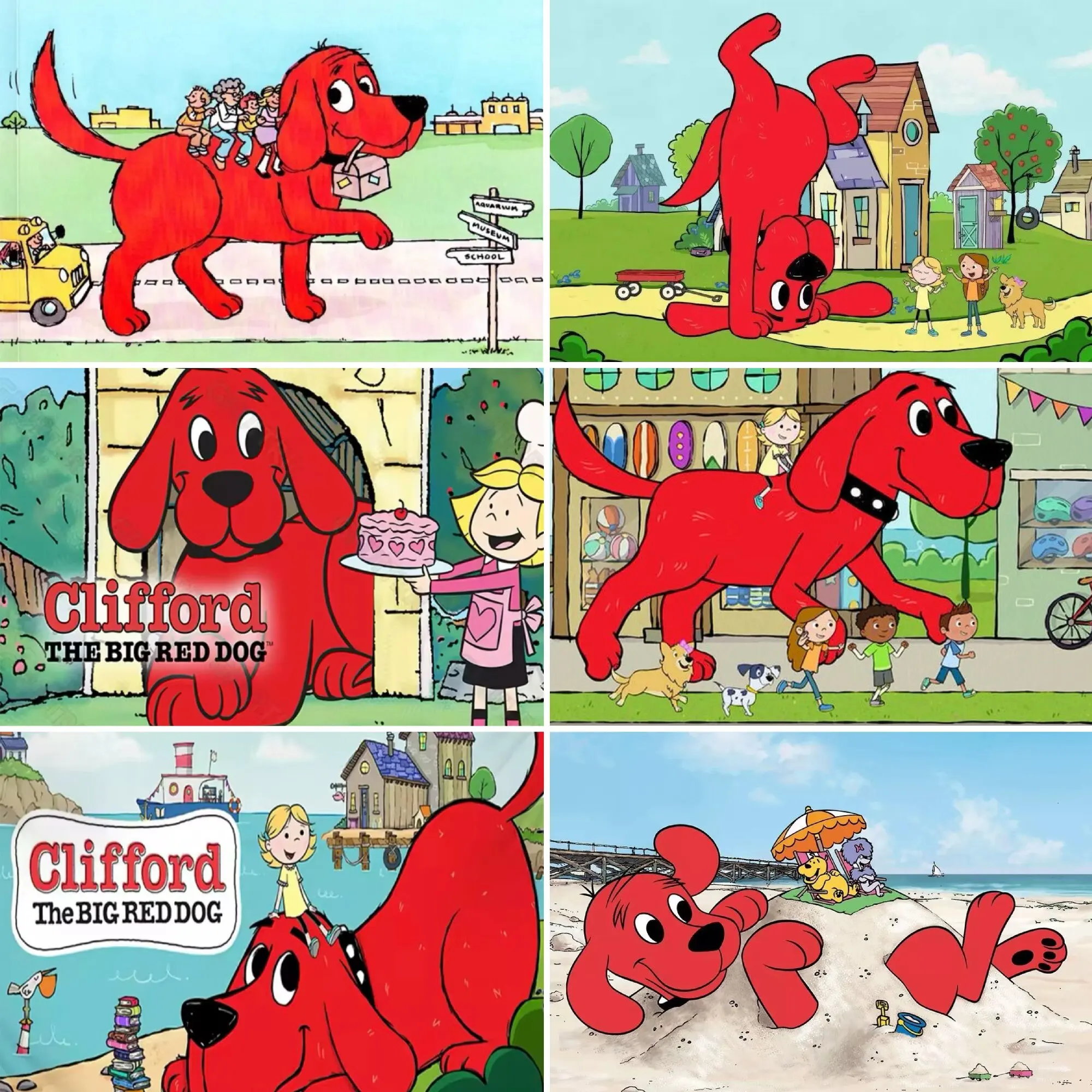 Cartoon Clif&fords The Big Red Dog Theme Photo Background Children's Birthday Party Decoration Banner Photography Studio Props