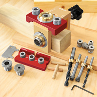 3 in 1 Dowel Jig Drill Kit - Woodworking Adjustable Drilling Guide Wood Dowel Punch Locator - Pocket Hole Jig Kit Joints Tools