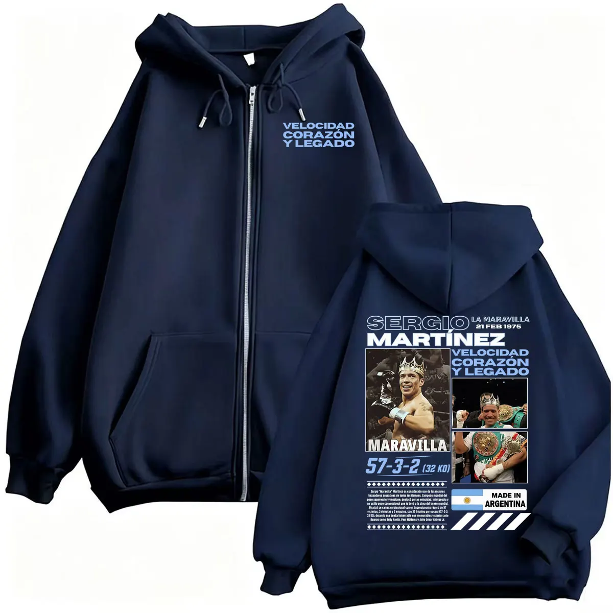 Limited Maravilla Sergio Martinez Zip Up Hoodies Men's Fashion Vintage Sweatshirt Jacket Coats High Quality Casual Zipper Hoodie