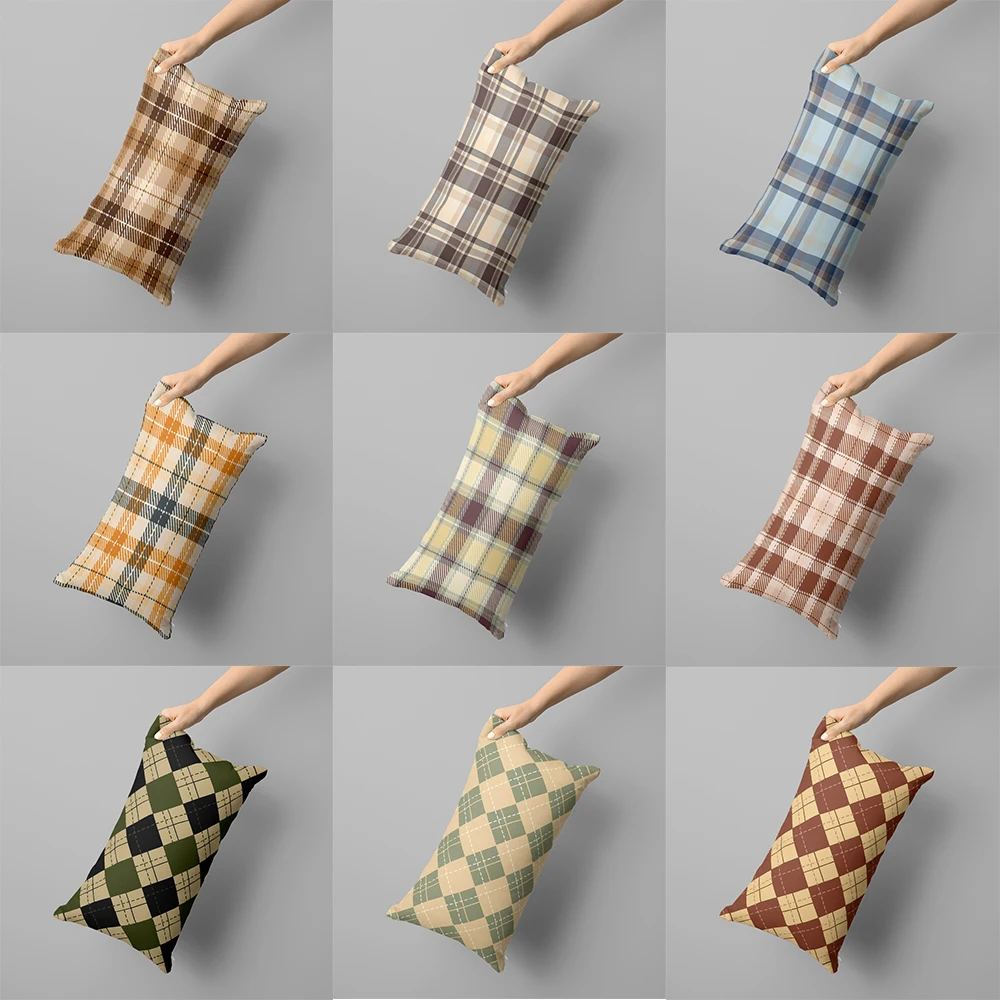 Plaid pattern long pillowcase 50x70 room sofa nap long hug pillowcase 40x60cm home decoration