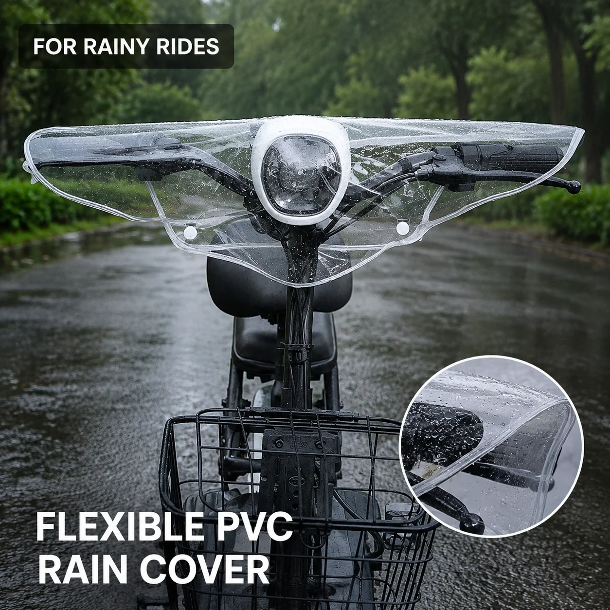 Electric Motorcycle Handlebar Rain Cover Clear PVC Front Dashboard Waterproof Shield E-bike Handlebar Rainproof Protector 1Pcs