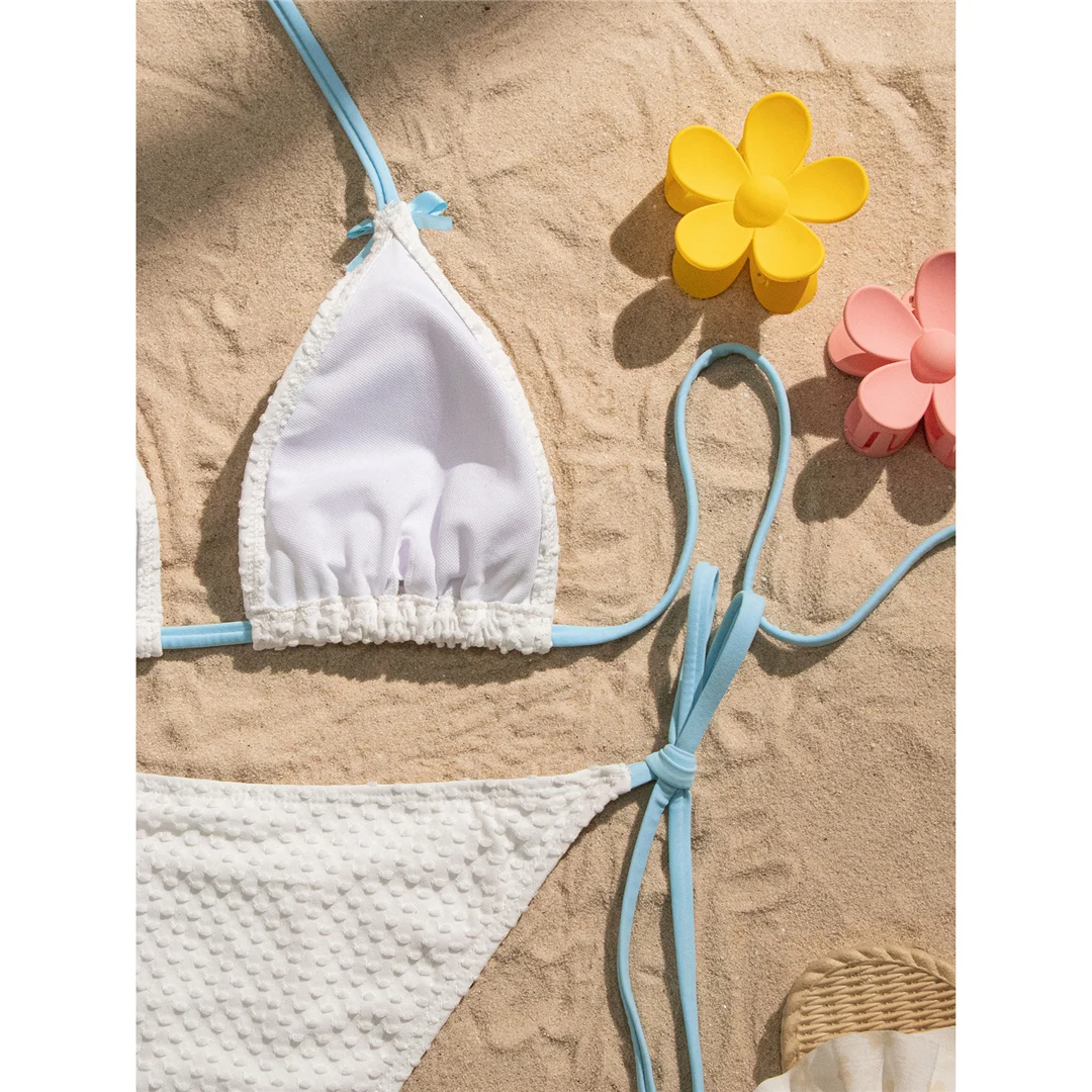 Sexy Neckholder-Bikini mit hohem Beinausschnitt, zweiteiliger Badeanzug für Damen, Badebekleidung mit Schleife und Riemchen, Badeanzug, Badebekleidung, Schwimmbikini V6526 – Detail 15