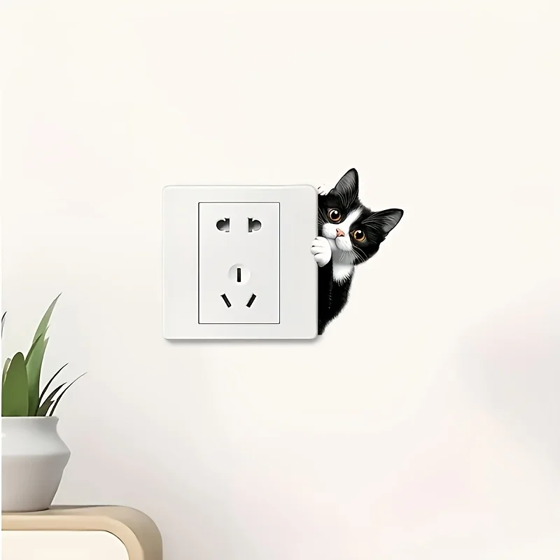 Very Cute Black Cat Switch Stickers PVC Removable Wall Sticker Vinyl for Bedroom Living Room Home Decor Decals Socket Paste view 2