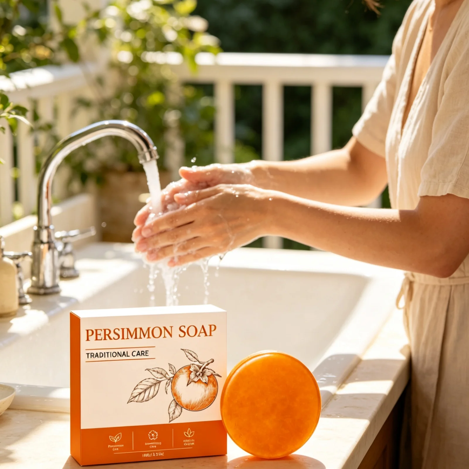Persimmon Lavender Cleaning Soap Non Drying Mild Skin Moisturizing Multi Scene Deodorizing for All Skin Types Plant Extract Soap