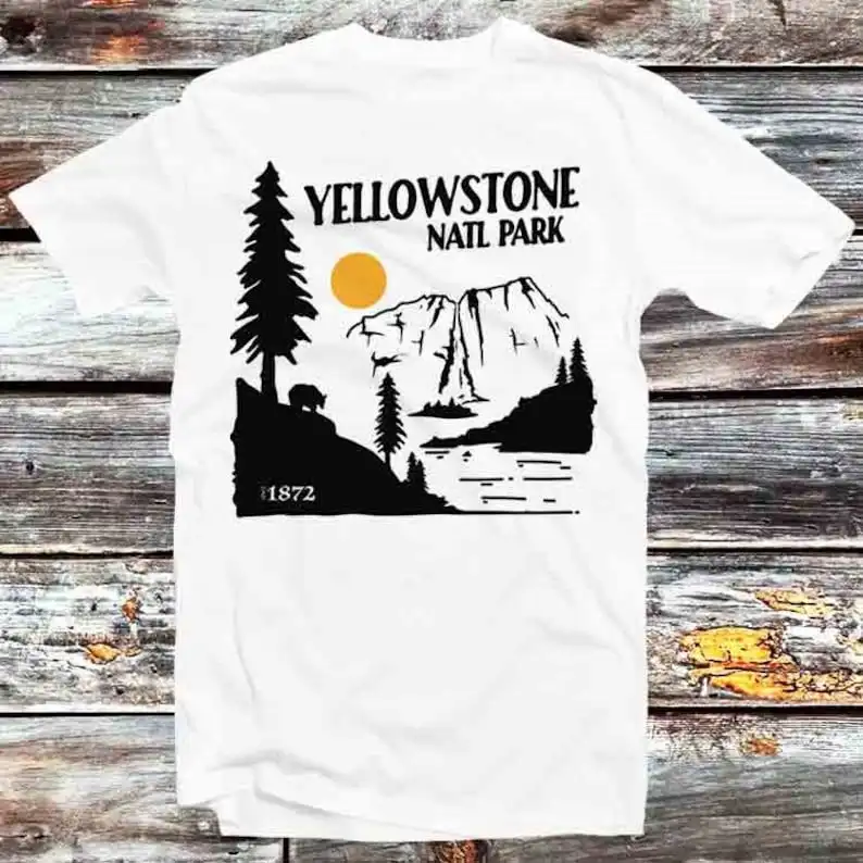 Yellowstone National Park T Shirt Vintage Retro Cool Gift Mens Womens Unisex Cartoon Anime Top Tee B965