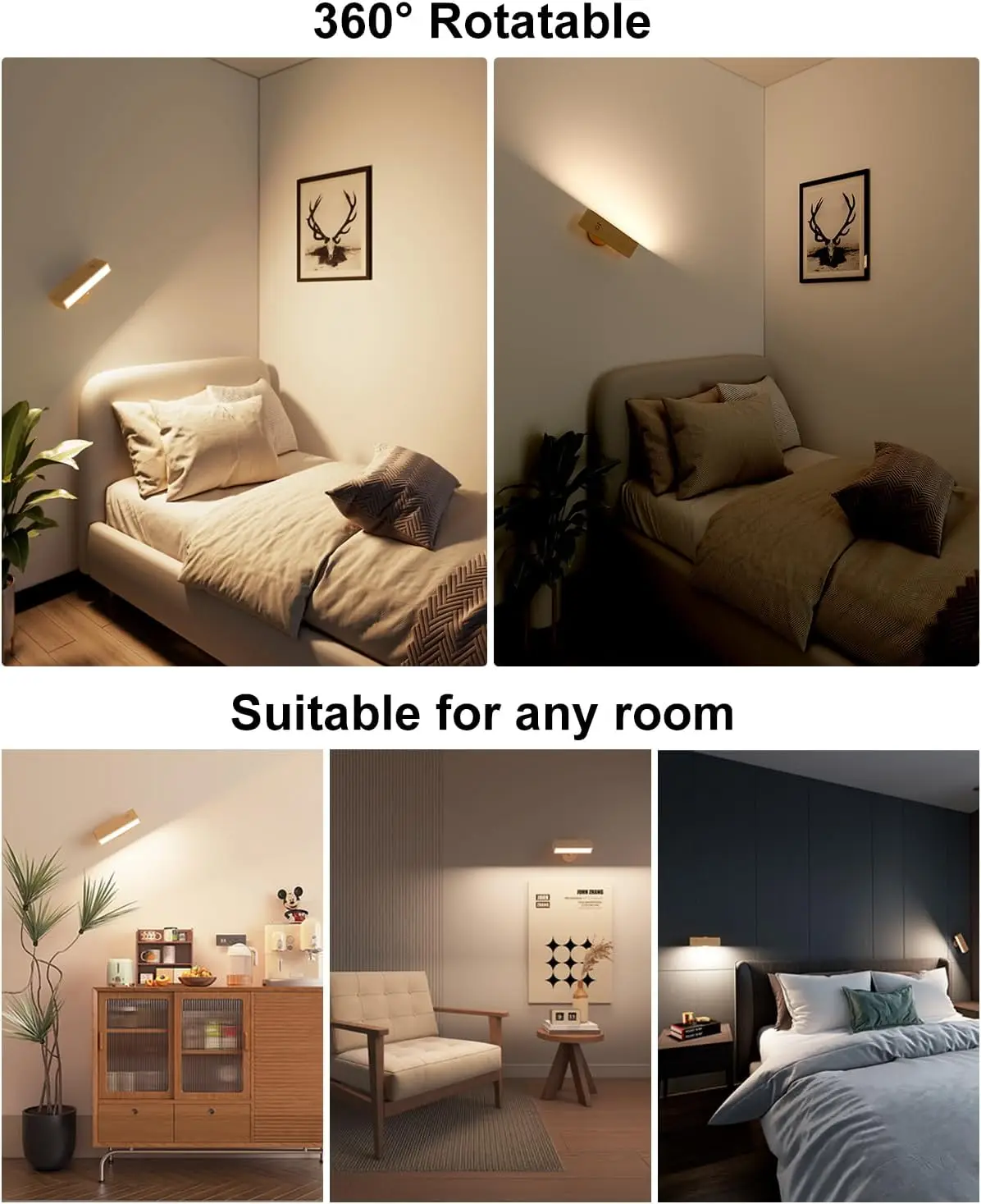 Mur LED lampe extérieure avec Rotation 360 Dimmable intérieur applique murale lumières de jardin chambre salon escaliers éclairage