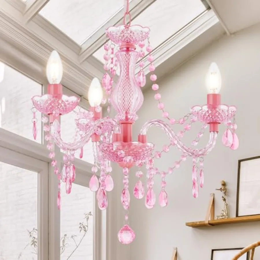 Crystal Chandelier, 3-Light Modern K9 Acrylic Crystal Chandelier for Dining Room, Pendant Ceiling Lighting Fixture for Bedroom,