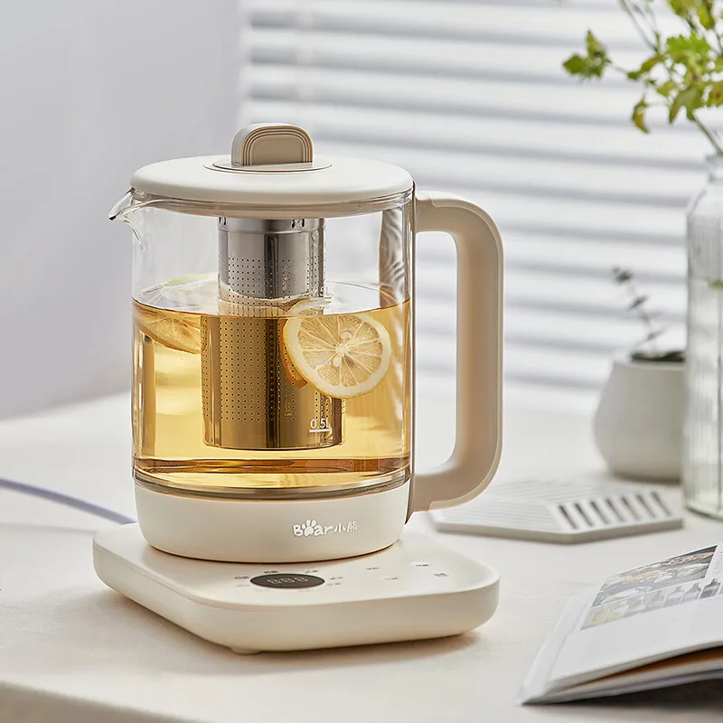الدب الرعاية الصحية وعاء 1.5L المنزل متعددة الوظائف غلاية كهربائية 1000 واط التلقائي مكتب صغير كهربائي براد شاي شاي بالأعشاب المزهرة غلاية
