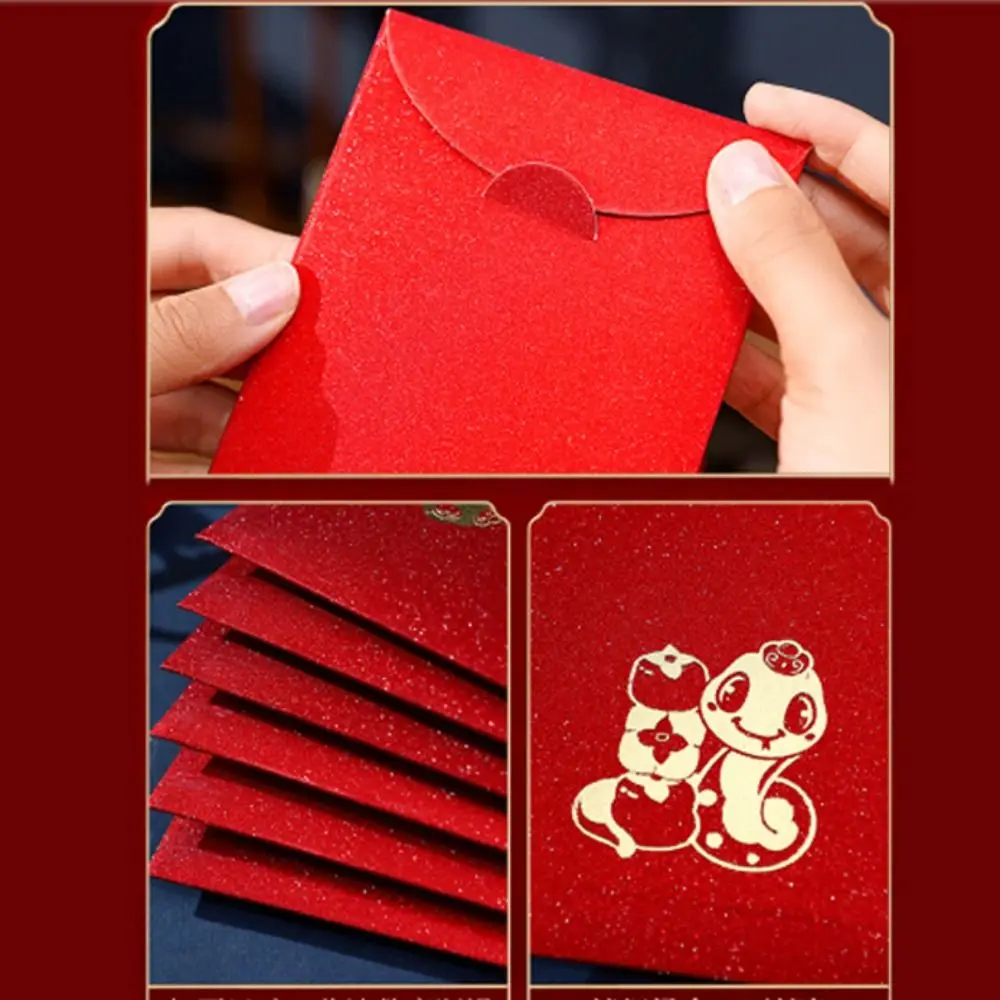 6pcs/set Cartoon Red Envelope Chinese Style Traditional Snake Year Red Packet New Year Packet Best Wishes Money Pockets