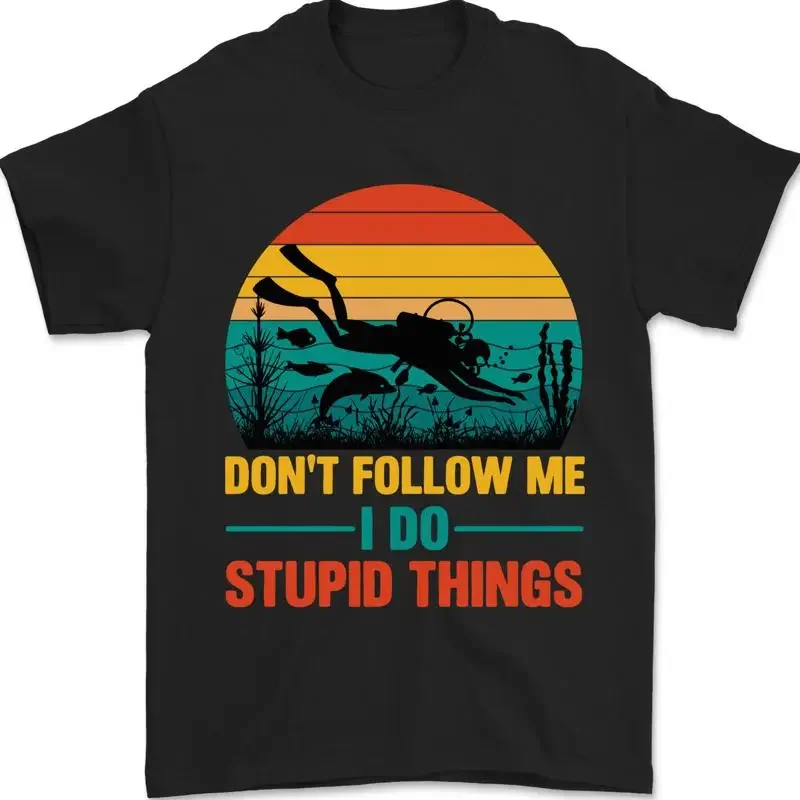 I Do Stupid Things Funny Diver T-Shirt Men 100% Cotton
