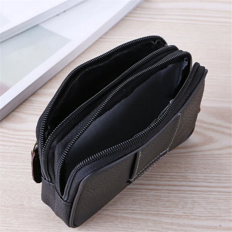 Mobile Phone Waist Pack For Men Testificate Bag Leather Coin Purse Strap Pocket Cellphone Bag Clutch Bag Belt Waist Pouch