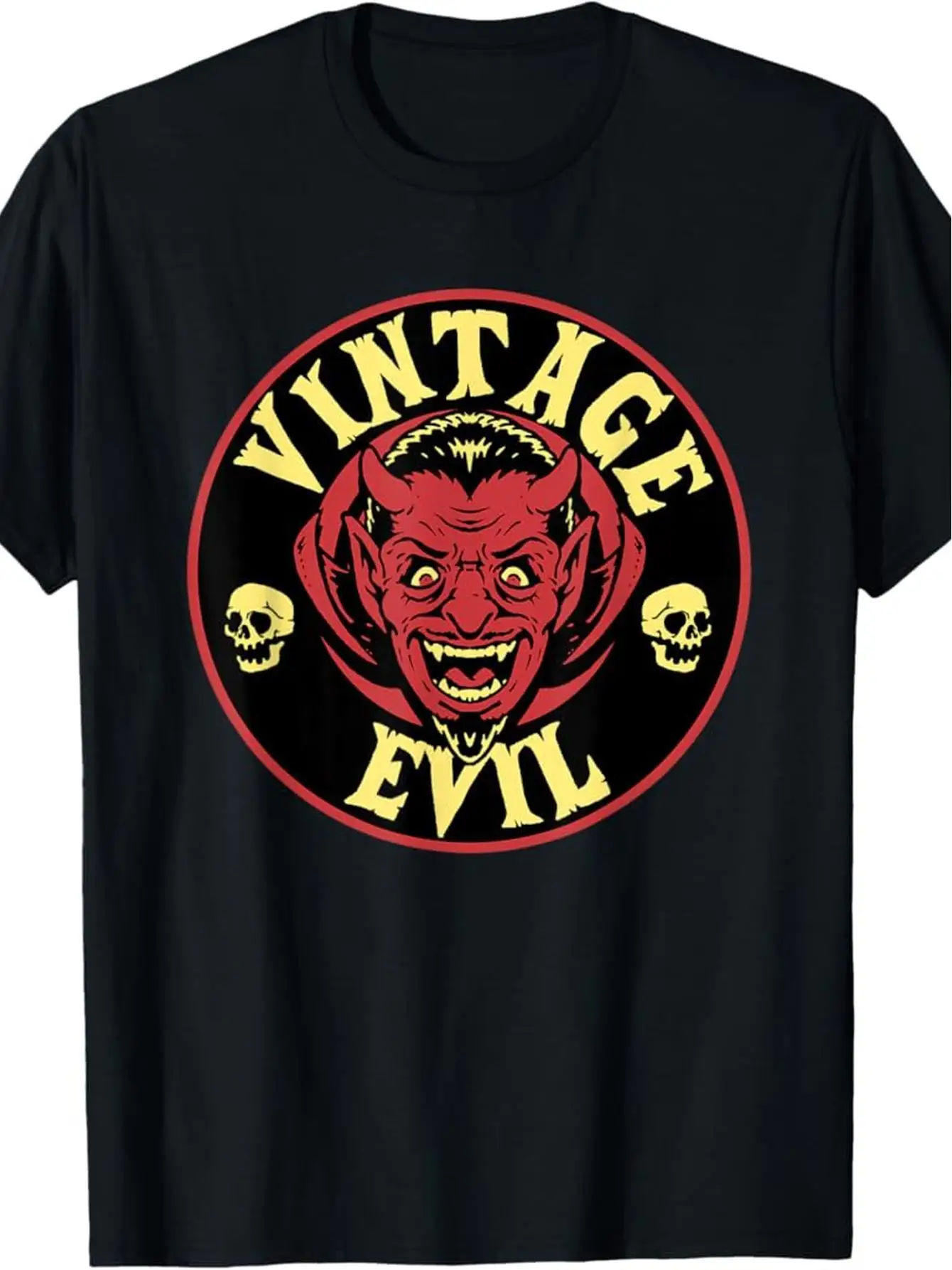 Vintage Retro Halloween Horror Punk Rock Devil T-Shirt 100% Cotton O-Neck Short Sleeve Summer Casual Mens T-shirt Streetwear