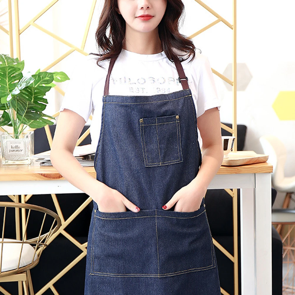 

1pc Heavy Duty Cotton Polyester Apron Adjustable Neck Strap Utility Work Apron Chef Hairdresser Salon Cafe Hotel