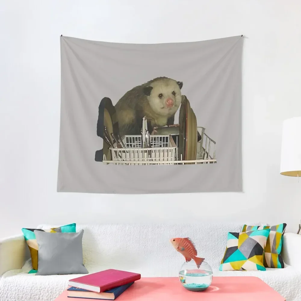 

Dishwasher Opossum Meme Tapestry Wall Hanging Decorations For Room Decorative Wall Mural Bathroom Decor Tapestry