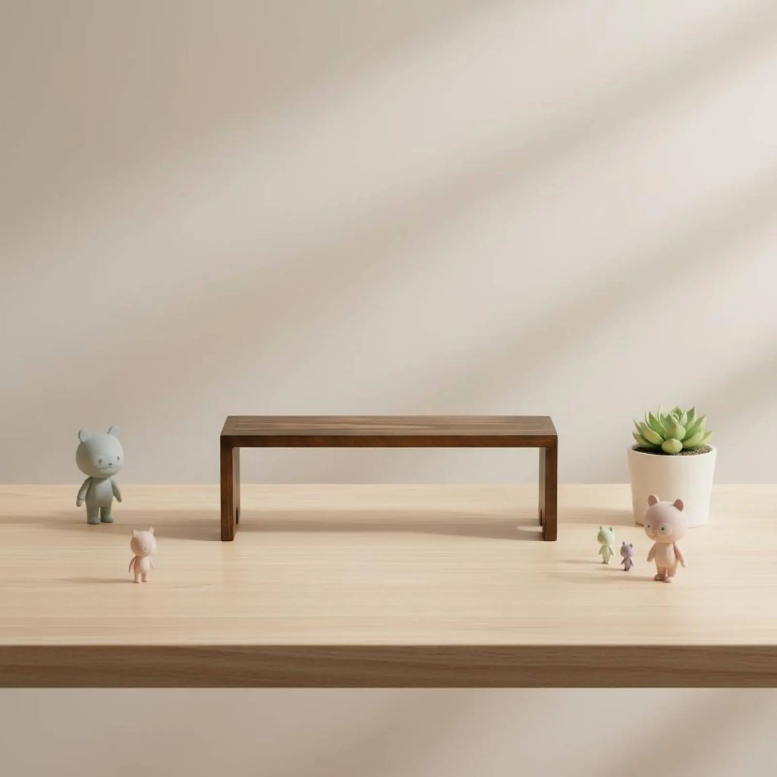 4 Pieces Tiered Display Stand Stackable Wood Tiered Riser Wood Display Riser Sturdy Rustic for Collectors, Desk