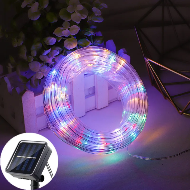 

Solar LED String Light Tube Rope String Lights with 8 Modes Outdoor Home Wedding Birthday Easter Garden Ramadan 2025 Decoration