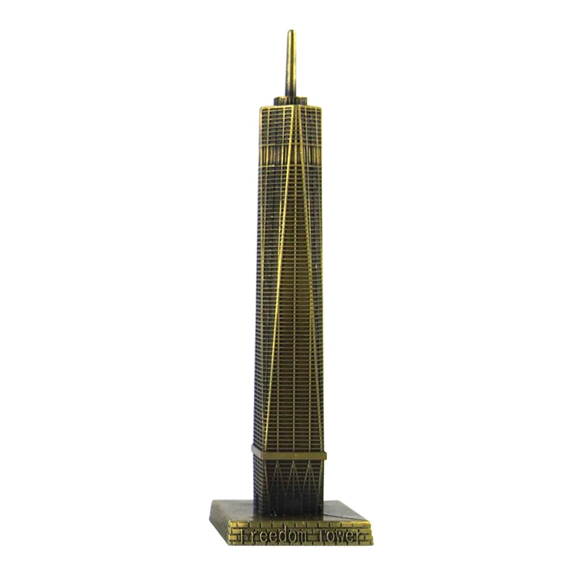 Metal Freedom Tower New York USA Landmark Building Model Tourist Souvenir Home Room Desk Decoration Accessories Furnishing