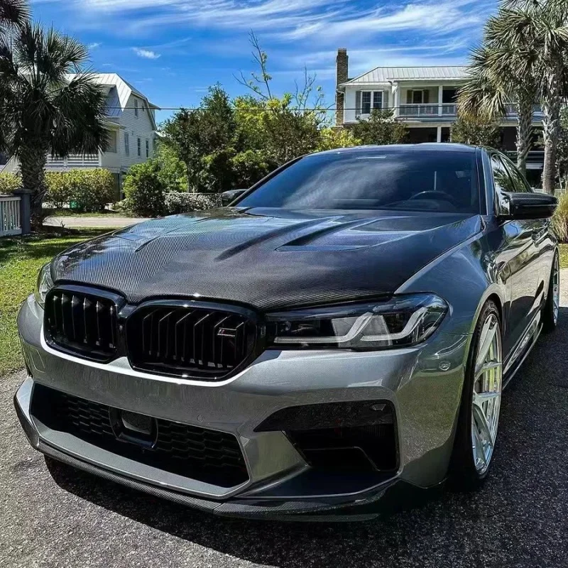 Популярный капот из карбона в стиле CS для BMW 5 серии G30 G38 G31 F90 M5 (4-дверный, 2018+) – аксессуары для тюнинга экстерьера автомобиля