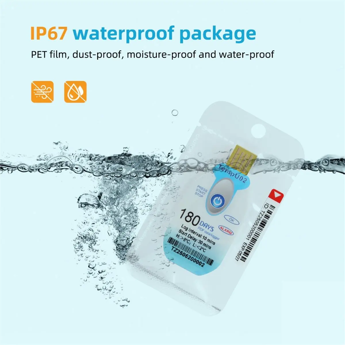 A86G NEW USB Temperature Data Logger Disposable 180 Days PDF Datalogger Waterproof Temp Recorder Transport Food Seafood Recorder
