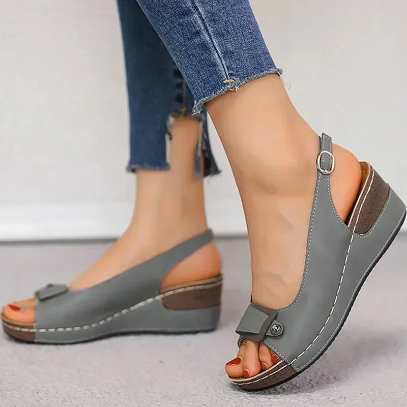 Sandals Women Summer 2024 Soft Bottom Heels Sandals Summer Shoes Women Wedge Sandal With Platform Zapatos Mujer Wedges Heeled