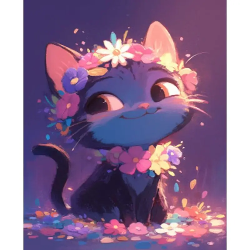 

PhotoCustom Картина с животными по номерам для поделок Милый черный кот Акриловые краски по номерам для взрослых Домашний декор Уникальный подарок
