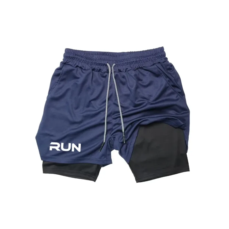 

Men's 2-in-1 Summer Double Layer Running Shorts Quick-drying Compression Gym Exercise Jogging Breathable Casual Fitness