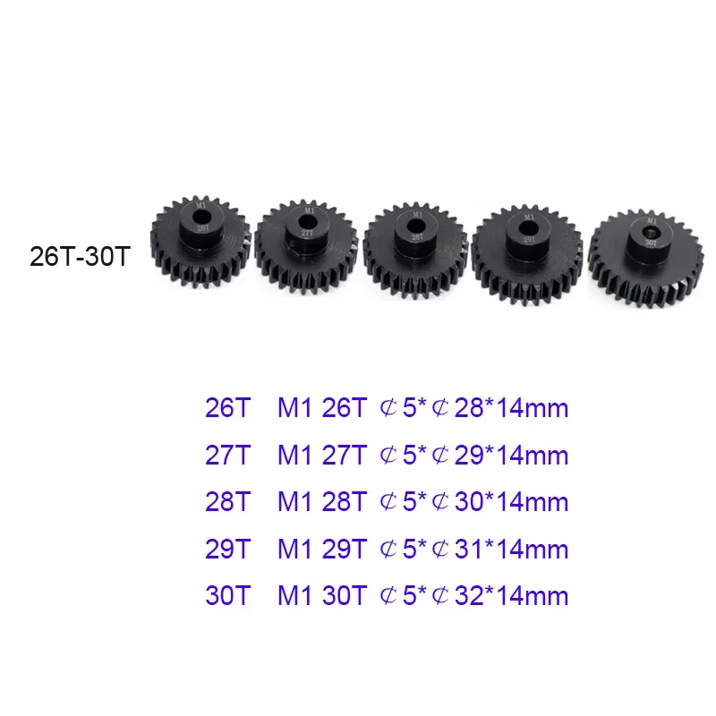 High Quality 11T-30T Material Harden M1 5mm Shaft Metal Pinion Motor Gear for 1/8 RC Buggy truggy Monster truck