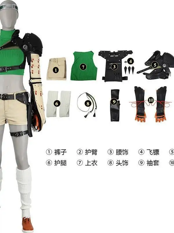 Cos Halloween Cosplay FF7 Costume Final Fantasy 7: Reborn Cosplay Costume Yuffie Kisaragi Game Cosplay Set Gam