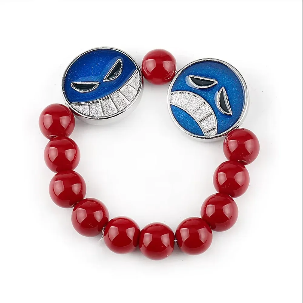 ONE PIECE Ace Accessories Smile Sad Badge Pendant Earrings Red Bead Necklace Bracelets Anime Cosplay Props Periphery