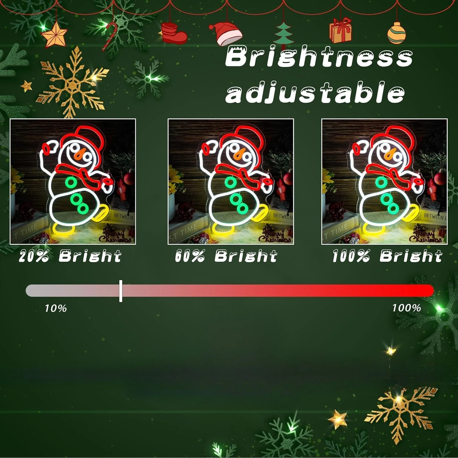 Letrero de neón de muñeco de nieve de baile de Navidad, luz de neón LED regulable por USB para dormitorio, sala de estar, Bar, fiesta, decoración del hogar, regalo