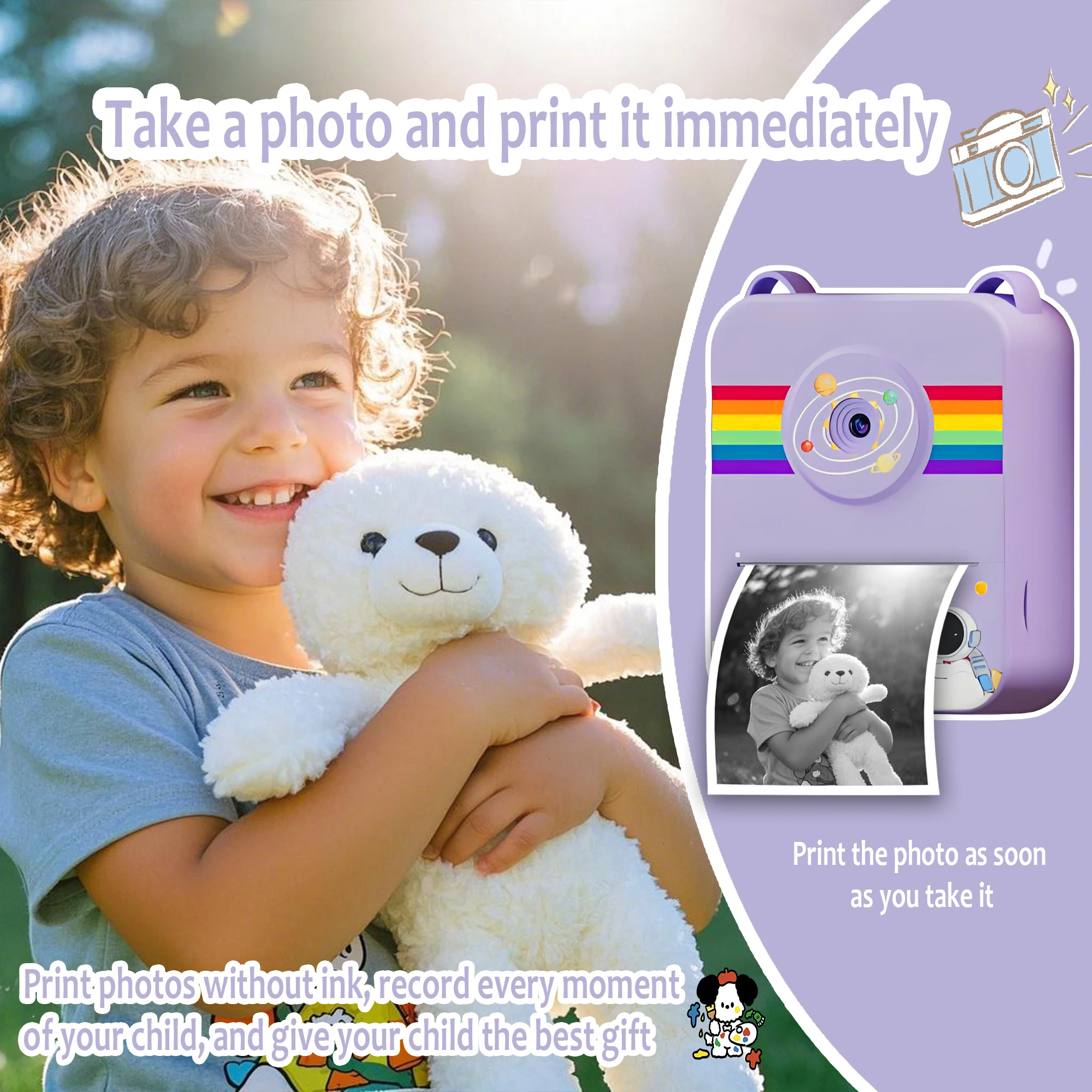 Digitale camera voor kinderen Direct afdrukken De camera kan direct afdrukken Instant Print Camera Kids en is een draagbare kleine camera