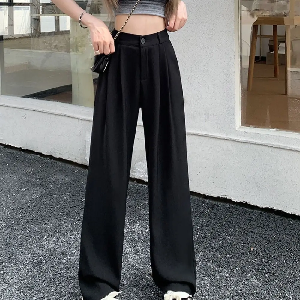 

Ins Свободные мешковатые костюмные брюки Офисные повседневные прямые брюки Брюки Стильные брюки с высокой талией Повседневные