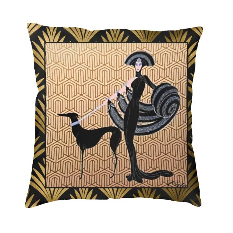 

Art Deco Erte Greyhound Cushion Cover 45x45 Cm Whippet Sighthound Dog Throw Pillow Case Living Room Sofa Decoration