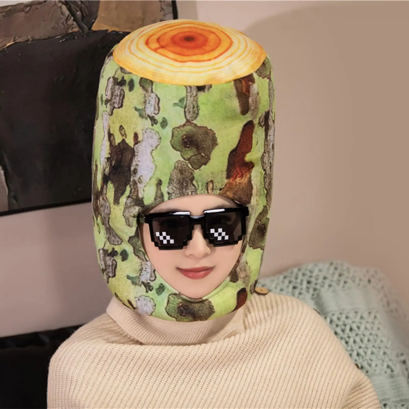 

Tree Stump Shaped Plush Cap Novelty Cosplay Headwear for Christmas Women Men